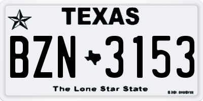 TX license plate BZN3153