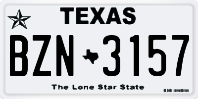 TX license plate BZN3157