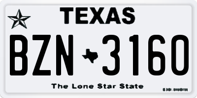 TX license plate BZN3160