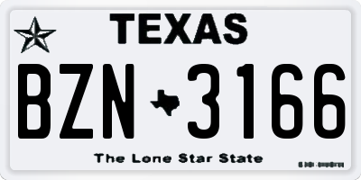 TX license plate BZN3166