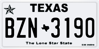 TX license plate BZN3190