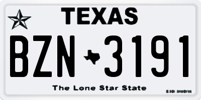 TX license plate BZN3191
