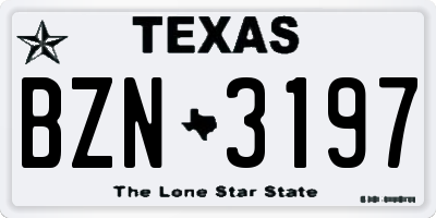 TX license plate BZN3197
