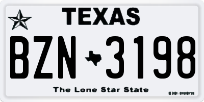 TX license plate BZN3198