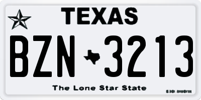 TX license plate BZN3213