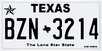 TX license plate BZN3214