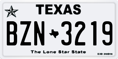 TX license plate BZN3219