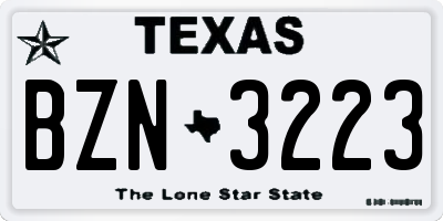 TX license plate BZN3223