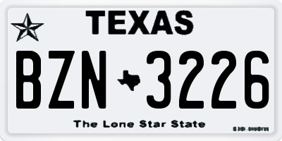TX license plate BZN3226