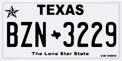 TX license plate BZN3229