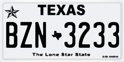 TX license plate BZN3233