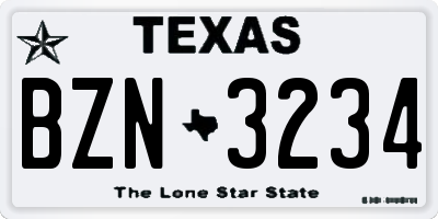 TX license plate BZN3234
