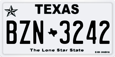 TX license plate BZN3242