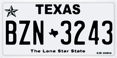 TX license plate BZN3243