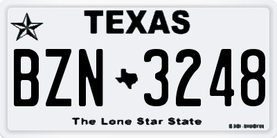 TX license plate BZN3248
