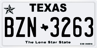TX license plate BZN3263