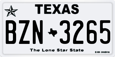 TX license plate BZN3265