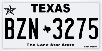 TX license plate BZN3275