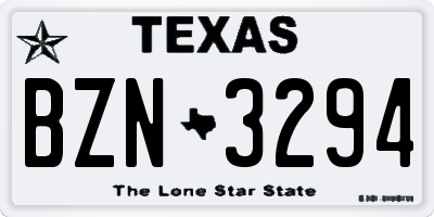 TX license plate BZN3294