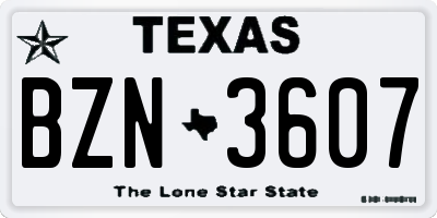 TX license plate BZN3607