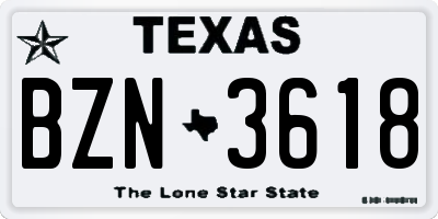 TX license plate BZN3618