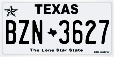 TX license plate BZN3627