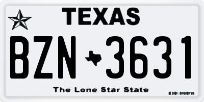 TX license plate BZN3631