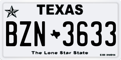 TX license plate BZN3633