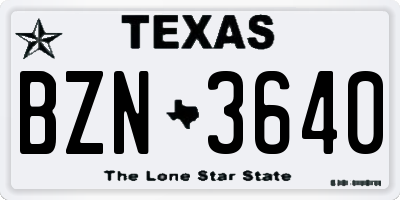 TX license plate BZN3640