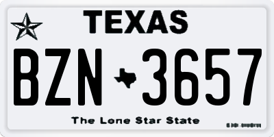 TX license plate BZN3657