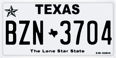 TX license plate BZN3704