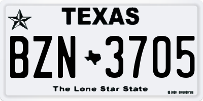 TX license plate BZN3705