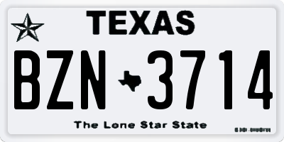 TX license plate BZN3714