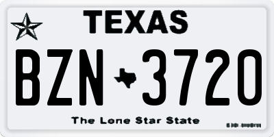 TX license plate BZN3720