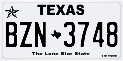 TX license plate BZN3748