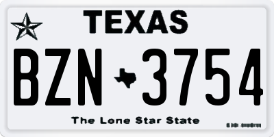 TX license plate BZN3754
