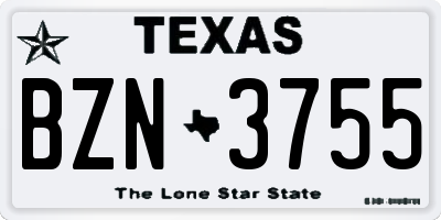 TX license plate BZN3755