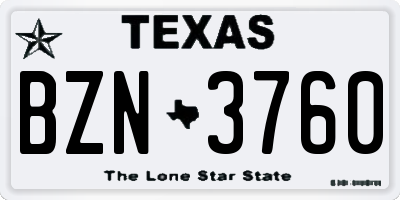 TX license plate BZN3760