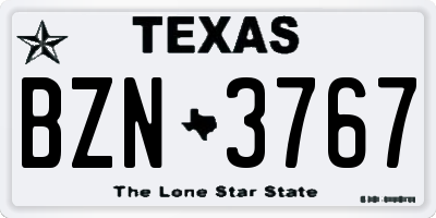 TX license plate BZN3767