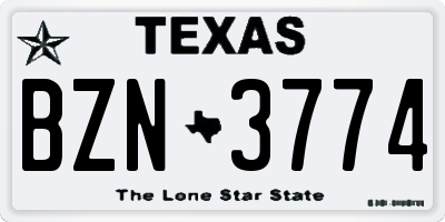 TX license plate BZN3774