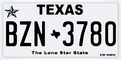 TX license plate BZN3780