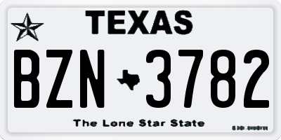 TX license plate BZN3782
