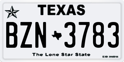 TX license plate BZN3783