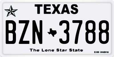 TX license plate BZN3788