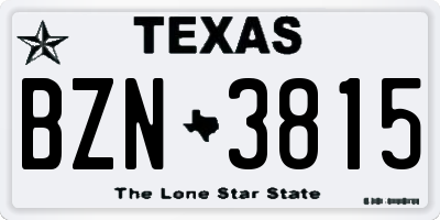 TX license plate BZN3815