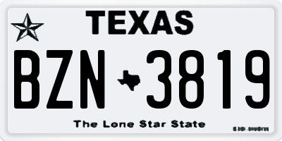 TX license plate BZN3819