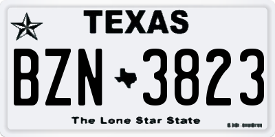 TX license plate BZN3823