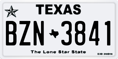 TX license plate BZN3841