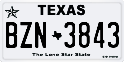 TX license plate BZN3843