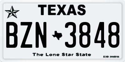 TX license plate BZN3848